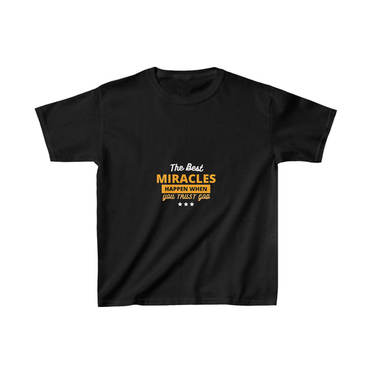 The Best Miracles Happen When You Trust God Youth Christian T-Shirt Printify
