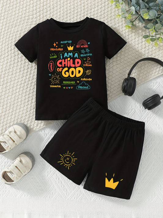 I Am A Child Of God (crown) Toddler Christian Casual Outfit claimedbygoddesigns