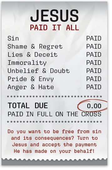 Jesus Paid It All Mini Gospel Tract Cards 100pk  NKJV Christian Gift Idea claimedbygoddesigns