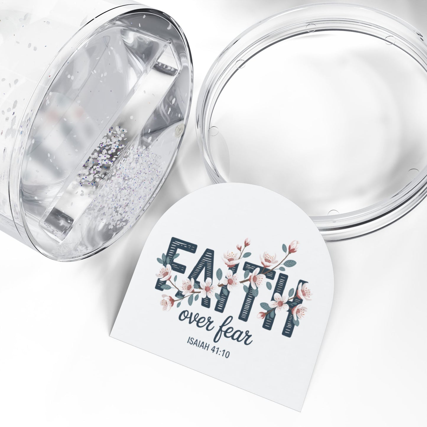 Inspirational Snow Globe, Home Decor, Faith Over Fear Gift, Spiritual Keepsake, Motivational Decoration, Religious Ornament - ClaimedbyGodDesigns