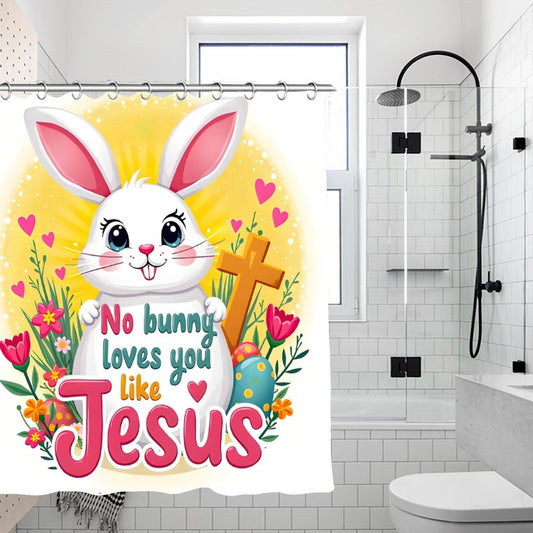 No Bunny Loves You Like Jesus Christian Waterproof Shower Curtain