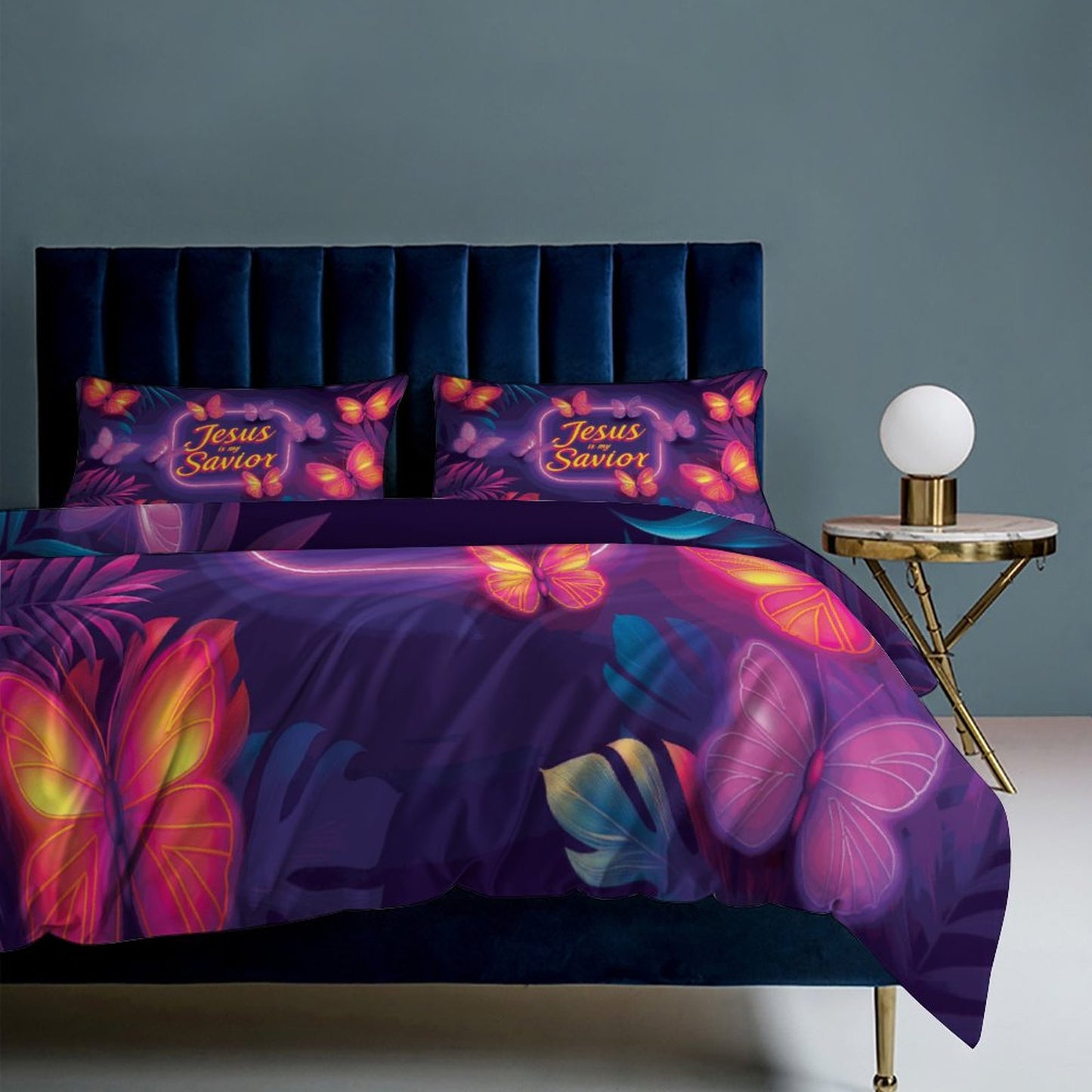 Jesus Is My Savior 3-Piece Christian Comforter Bedding Set-86"×70"/ 218×177cm SALE-Personal Design