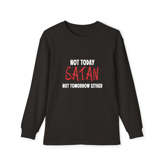 Not Today Satan Not Tomorrow Either Youth Christian Long Sleeve Pajama Set Printify