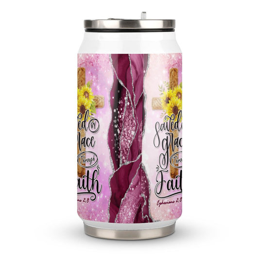 Saved By Grace Through Faith Unique Christian Stainless Steel Tumbler with Straw SALE-Personal Design