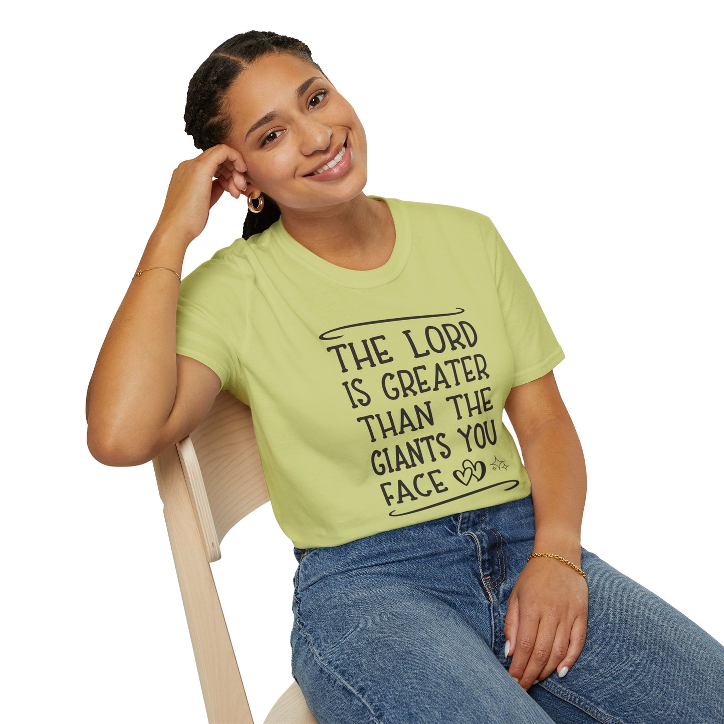 The Lord Is Greater Than The Giants You Face Women's Christian T-shirt