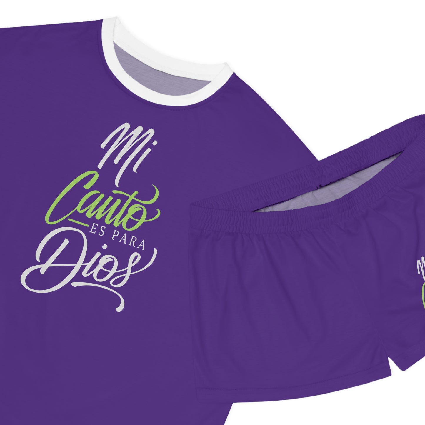 MI CANTO ES PARA DIOS CHRISTIAN SPANISH WOMEN'S SHORT PAJAMAS SET Printify