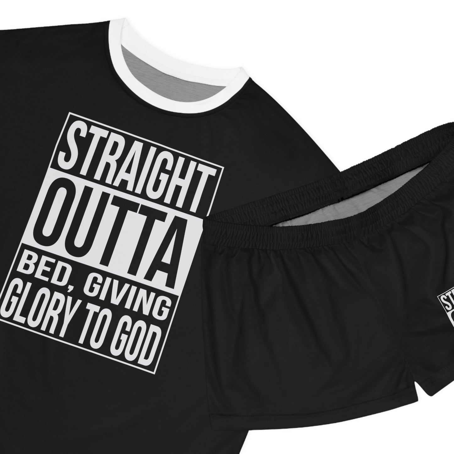 Straight Outta Bed Giving Glory To God Women's Christian Short Pajama Set Printify