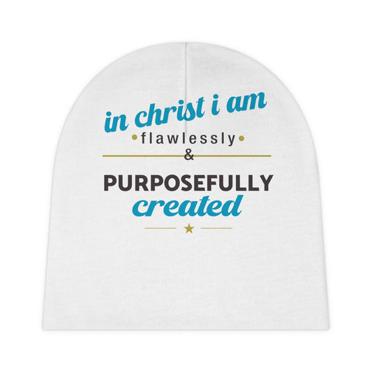 In Christ I Am Flawlessly & Purposefully Created Baby Beanie (AOP) Printify