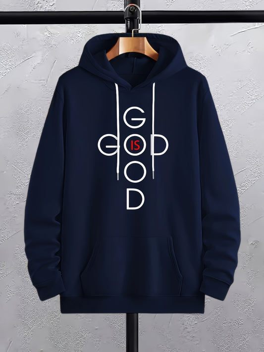 God Is Good Plus Size Men's Christian Pullover Hooded Sweatshirt claimedbygoddesigns