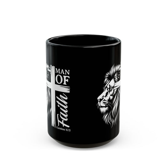 Man Of Faith Black Ceramic Mug 11oz (double sided print)