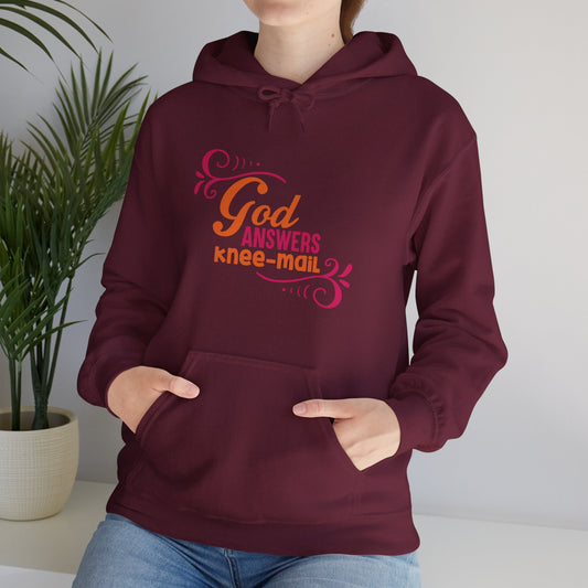 He Answers Knee Mail Funny Unisex Christian Hooded Pullover Sweatshirt