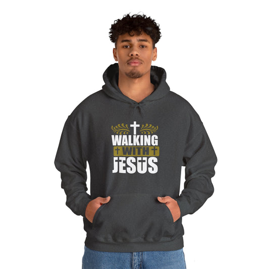 Walking With Him Unisex Christian Pullover Hooded Sweatshirt