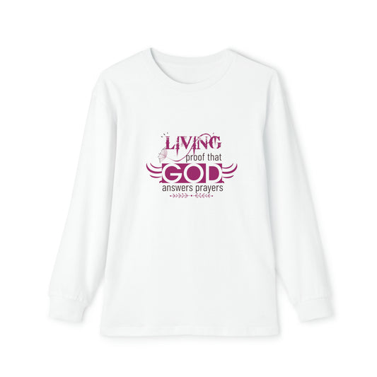 Living Proof That God Answers Prayers Youth Christian Long Sleeve Pajama Set Printify