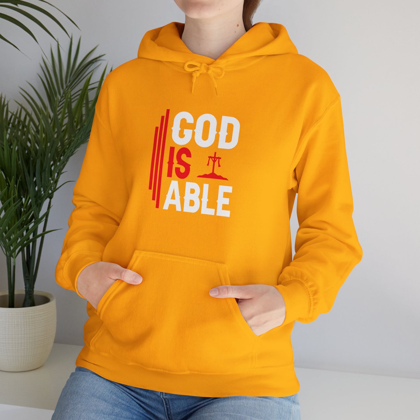 He Is Able Unisex Christian Hooded Pullover Sweatshirt