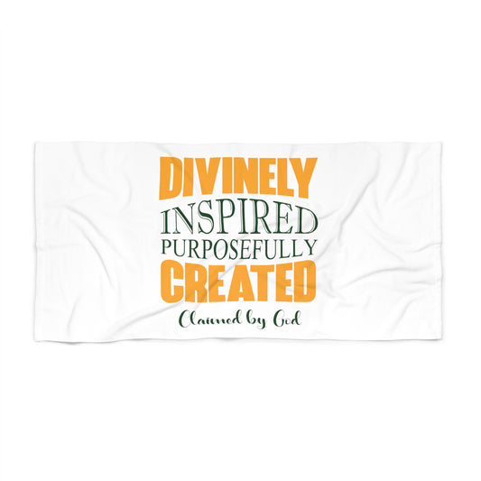 Divinely Inspired Purposefully Created Christian Beach Towel Printify