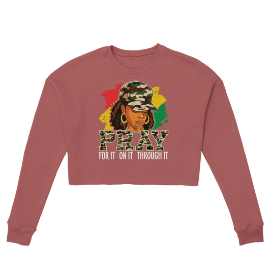Pray For It Women's Christian Cropped Sweatshirt - ClaimedbyGodDesigns