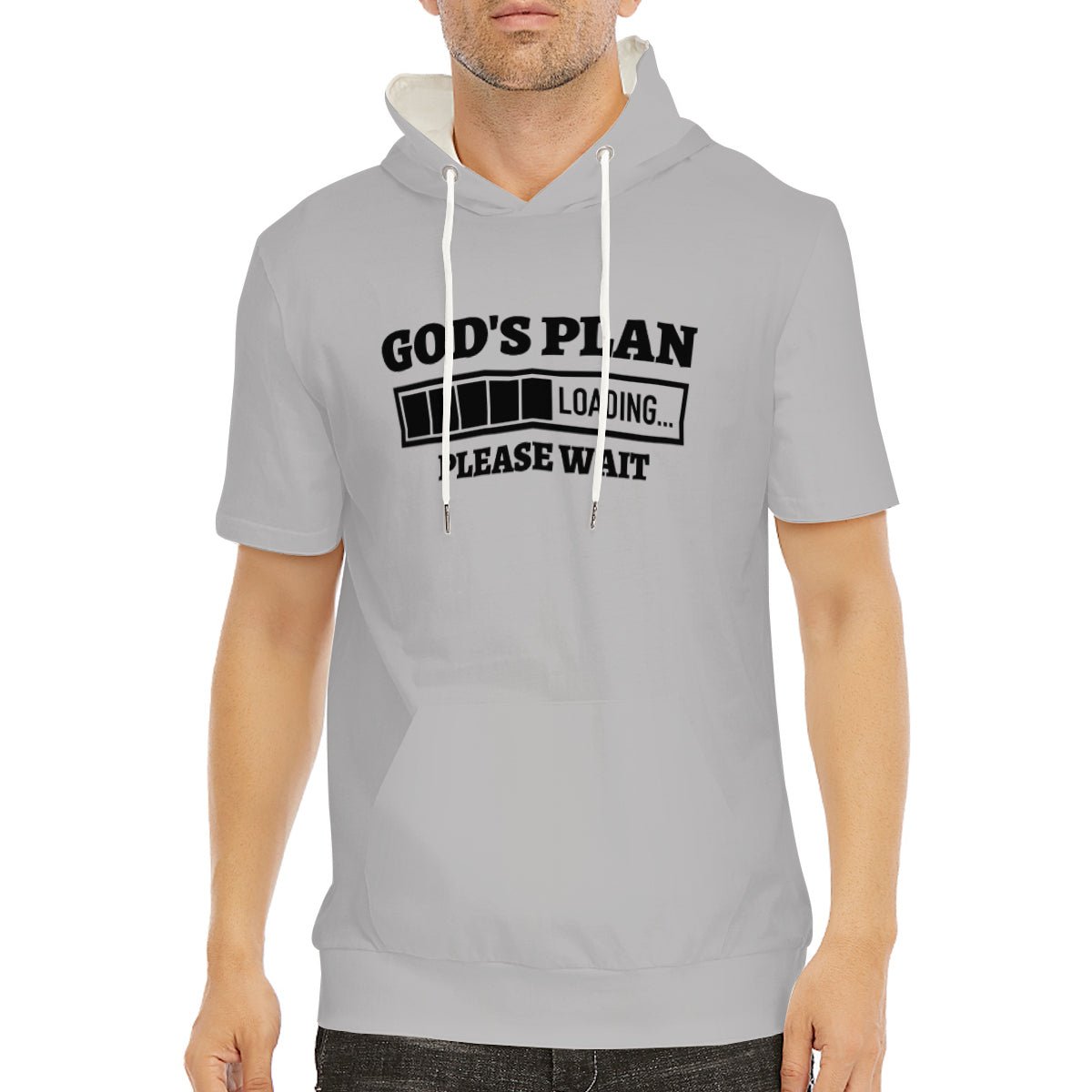 His Plan Loading Men's Christian Gym Hooded T-shirt | Faith-Inspired Activewear - ClaimedbyGodDesigns