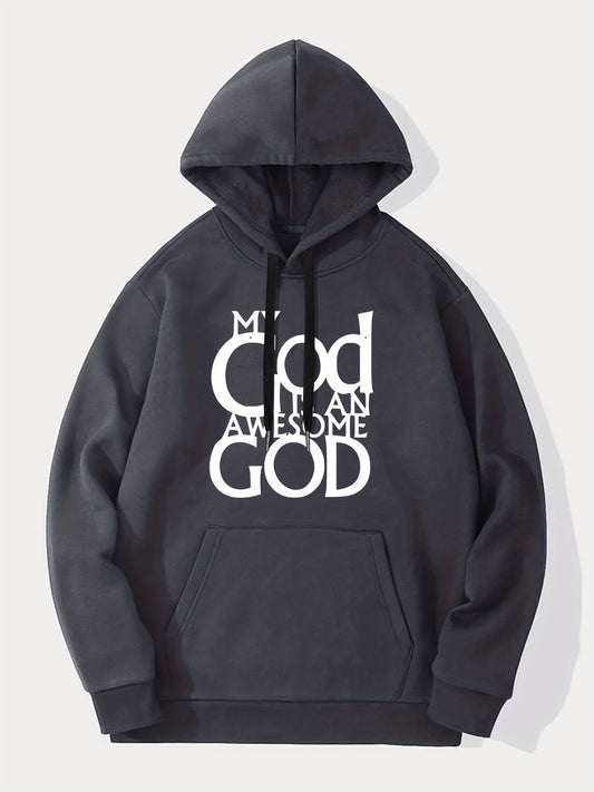 My God Is An Awesome God Plus Size Men's Christian Pullover Hooded Sweatshirt claimedbygoddesigns