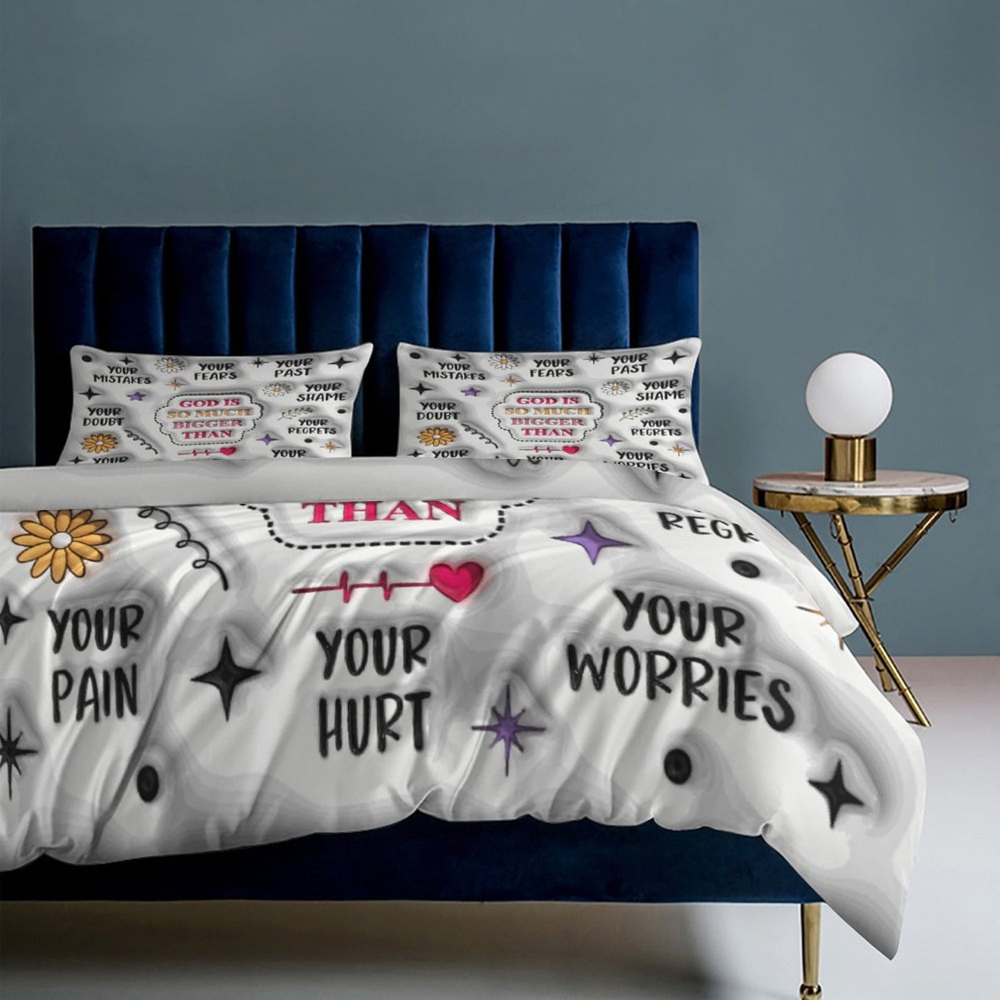 God Is So Much Bigger Than 3-Piece Christian Comforter Bedding Set-86"×70"/ 218×177cm SALE-Personal Design
