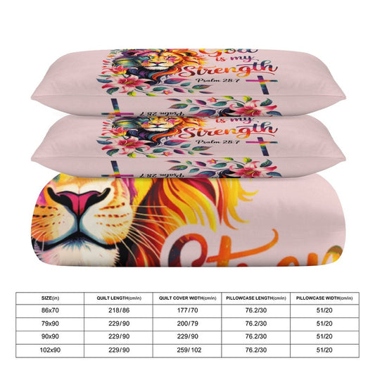 He Is My Strength 3 - PieceChristian Comforter Bedding Set - Queen - ClaimedbyGodDesigns
