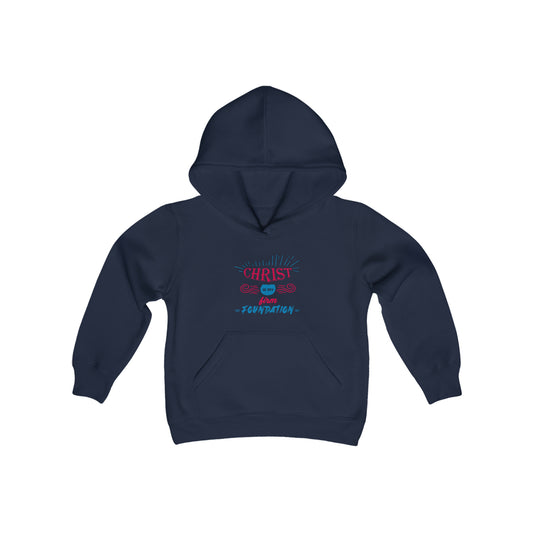 Christ Is My Firm Foundation Youth Heavy Blend Christian Hooded Sweatshirt Printify