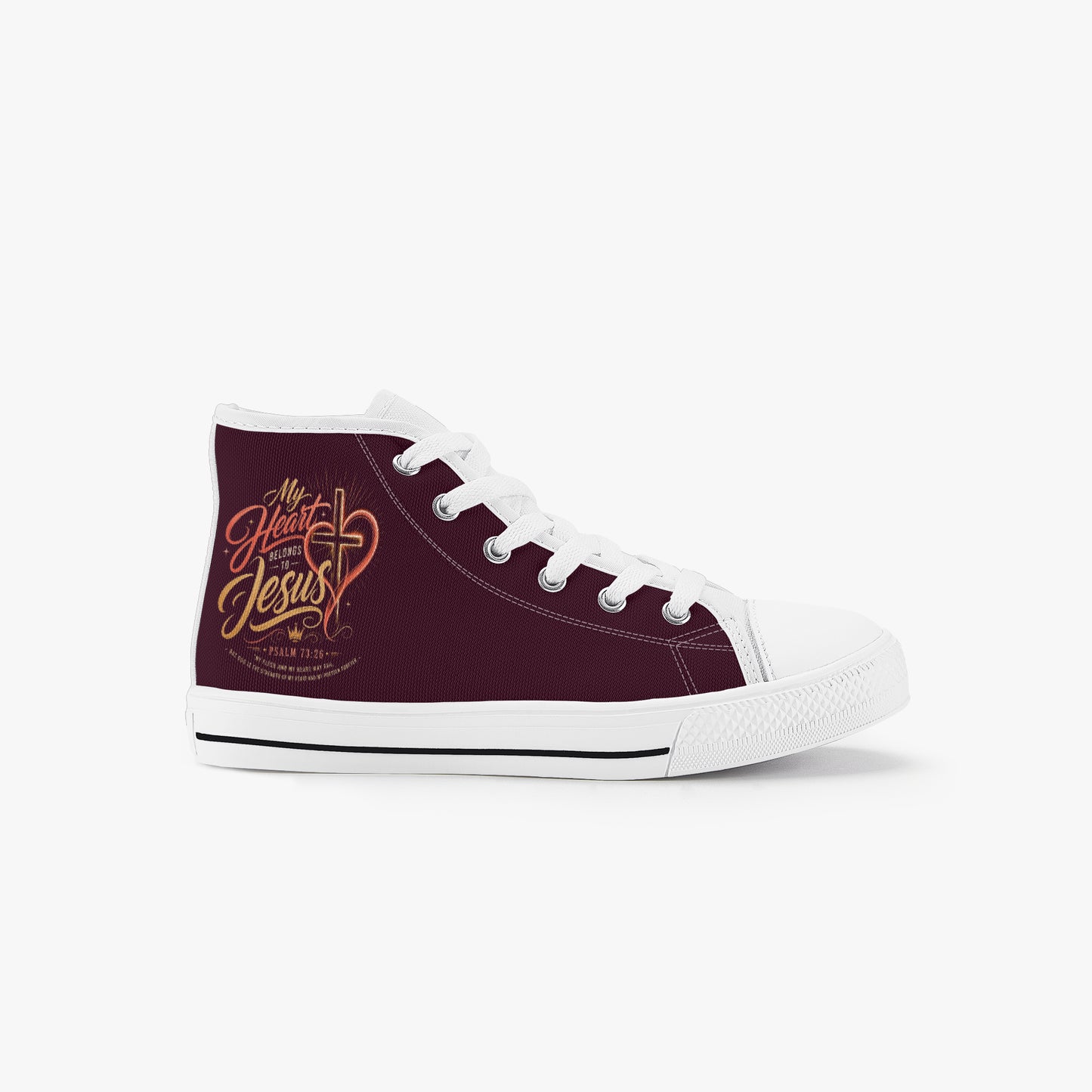 My Heart Belongs To Jesus Christian Kid’s High - Top Canvas Shoes - ClaimedbyGodDesigns
