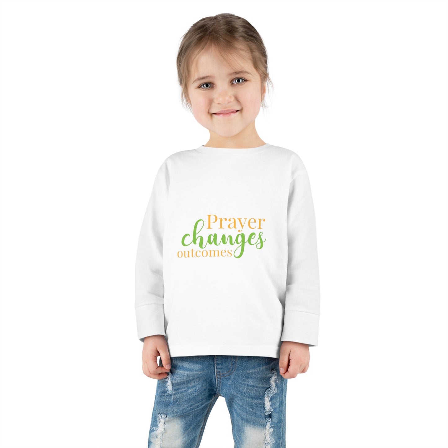 Prayer Changes Outcomes Toddler Christian Sweatshirt Printify