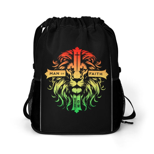 MAN OF FAITH Christian Waffle Cloth Drawstring Bag SALE-Personal Design