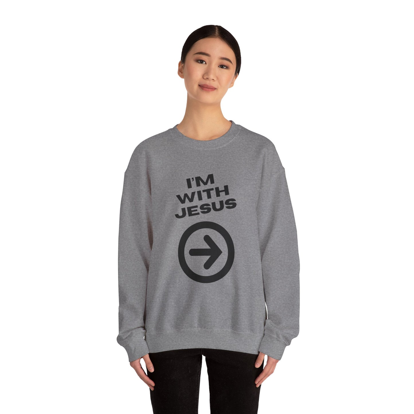 I'm With Him Unisex Heavy Blend™ Crewneck Christian Sweatshirt