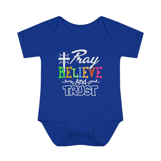 Pray Believe And Trust Christian Baby Onesie Printify