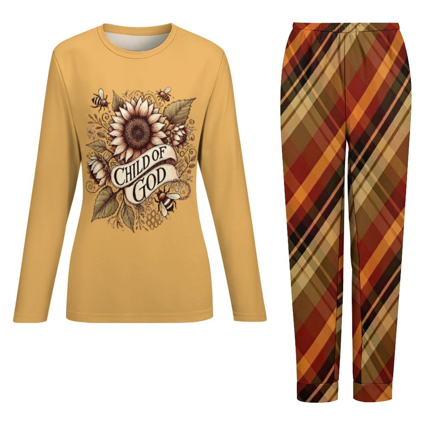 His Child (flower) Flannel Christian Women's 2-Piece Pajama Set