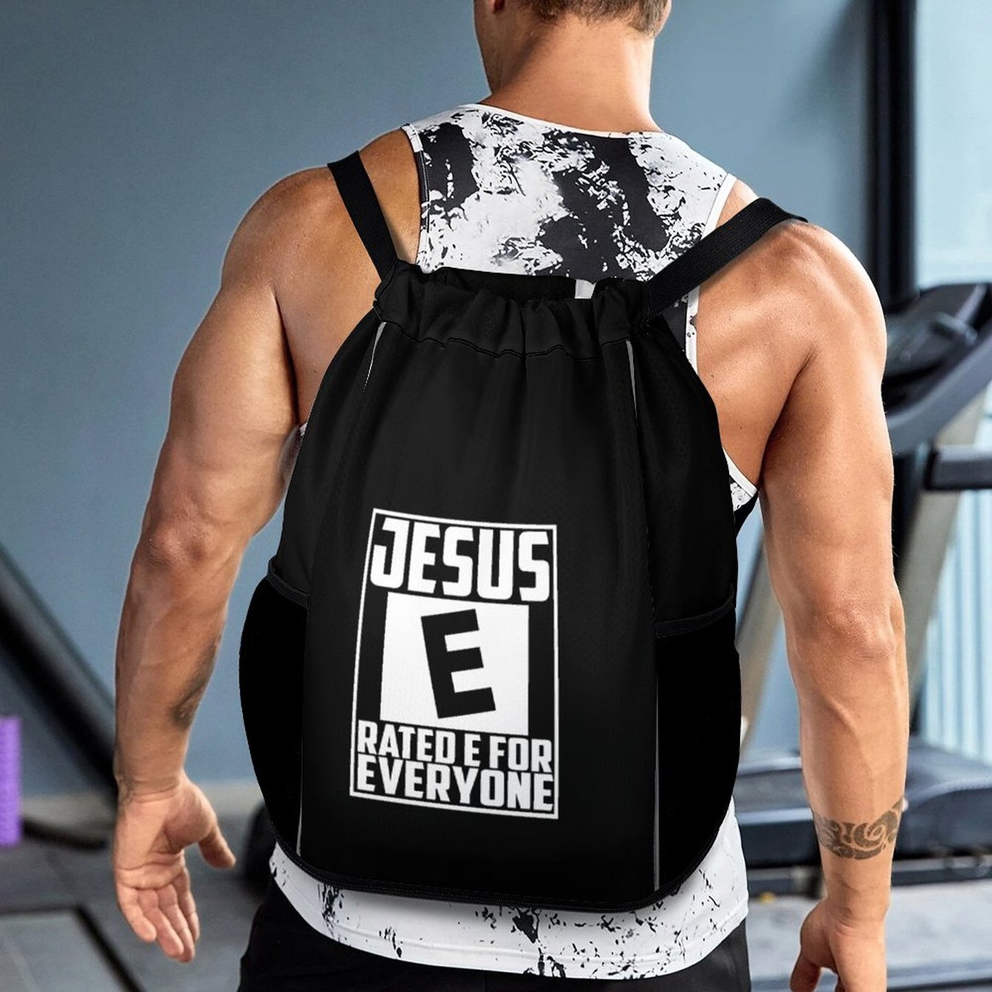 Rated E For Everyone Christian Waffle Cloth Drawstring Bag