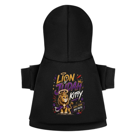 Lion Of Judah Kitty Christian Pet Hooded Pullover Sweatshirt Cat Hoodie Warm, Soft & Breathable - ClaimedbyGodDesigns