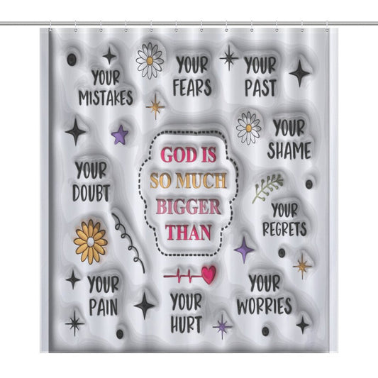 God Is Much Bigger Than Christian Shower Curtain-66x72Inch (168x183cm) SALE-Personal Design