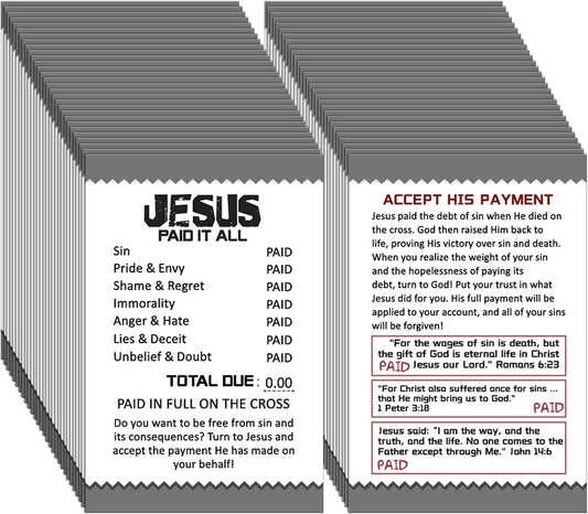 200 Pcs Jesus Paid It All Gospel Tract Cards Salvation Inspiration Prayer For Evangelizing claimedbygoddesigns