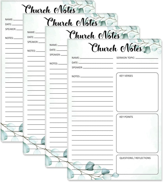 Church Notes Notebook Set with TearAway Sermon Note Pages Each with 25 pages claimedbygoddesigns