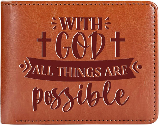 With God All Things Are Possible Leather Christian Wallet claimedbygoddesigns