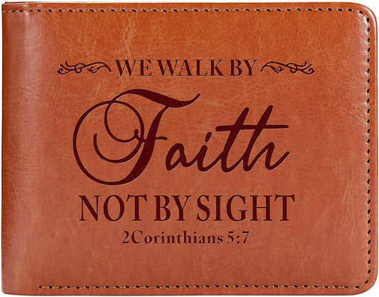 2 Corinthians 5:7 We Walk By Faith Leather Christian Wallet claimedbygoddesigns