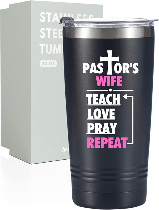 Pastor's Wife Teach Pray Love Repeat 20oz Stainless Steel Tumbler claimedbygoddesigns