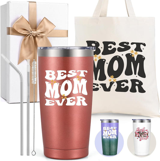 Best Mom Ever Rose Gold Tumbler 20oz & Tote Bag Gift Box Set Christian Mother's Day Gift claimedbygoddesigns