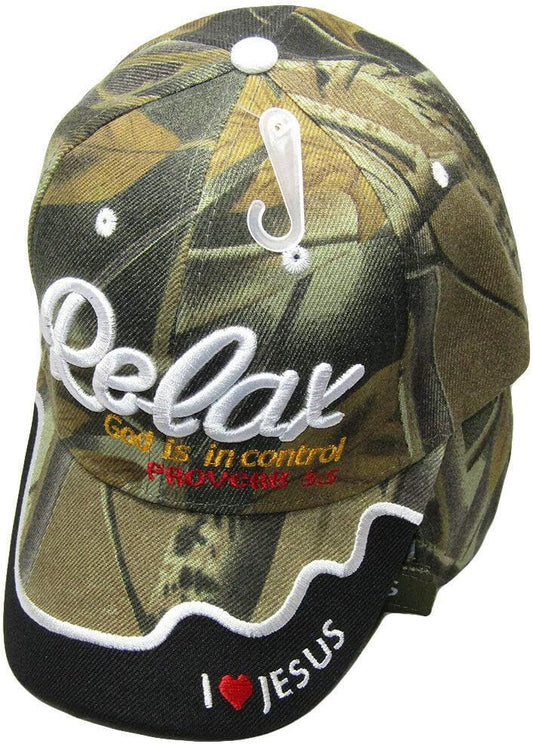 Relax God is in Control Christian Hat claimedbygoddesigns