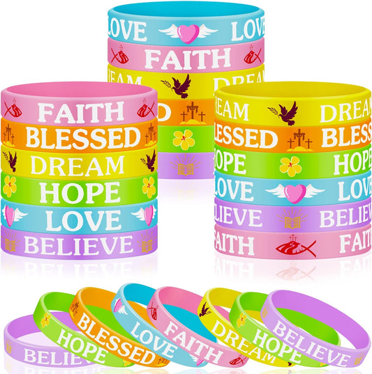 48 Easter Silicone Bracelets Colorful Inspirational Gifts for Kids  Adults claimedbygoddesigns
