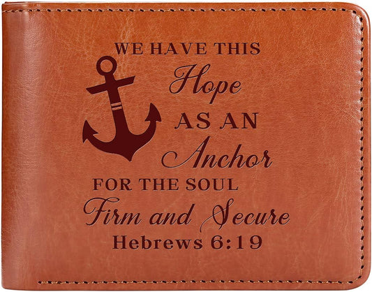 Hebrews 6:19 Hope As An Anchor Leather Christian Wallet claimedbygoddesigns
