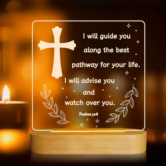 I Will Guide You Wooden Cross Night Light for Kids Perfect Baptism Gift, Holy Communion, Confirmation claimedbygoddesigns