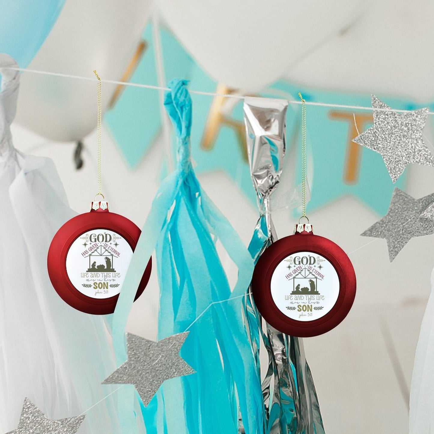 Has Given Us Eternal Life Christian Christmas Tree Hanging Ball