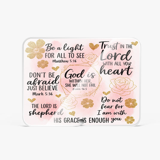 He Is Within Her Christian Acrylic Plaque with Stand - Rectangle - ClaimedbyGodDesigns