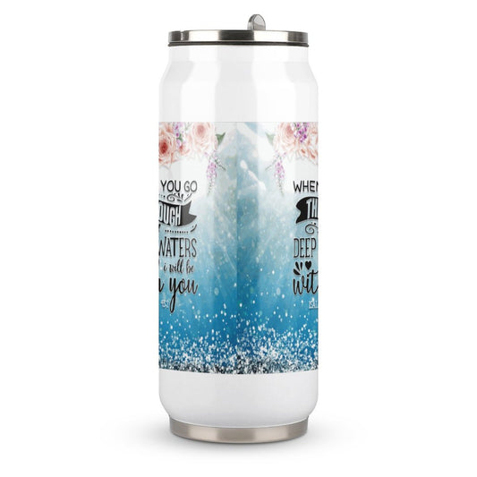 When You Go Through Deep Waters I Will Be With You Christian Stainless Steel Tumbler with Straw (All-Over Printing) SALE-Personal Design