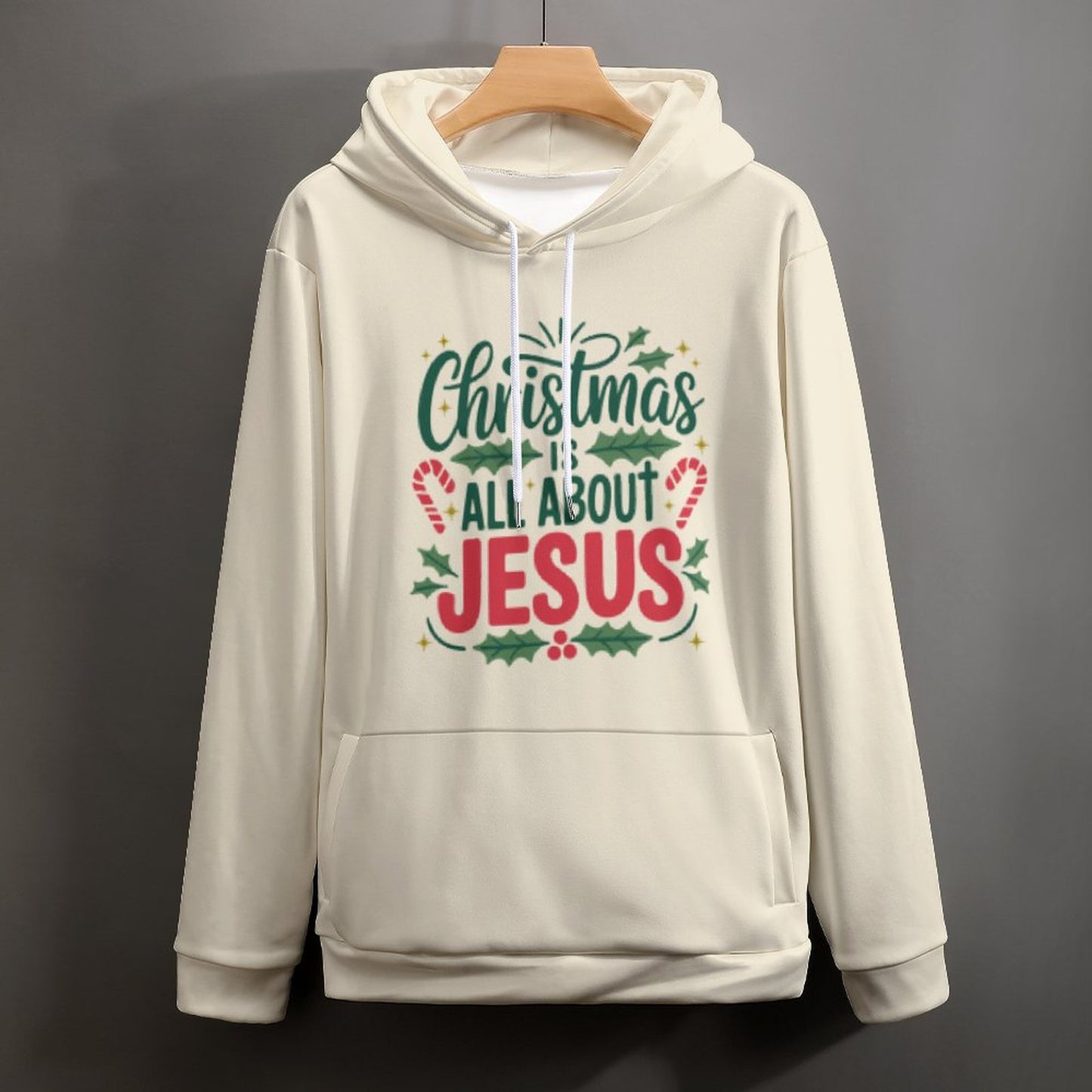 Christmas Is All About Him Women's Christian Pullover Hooded Sweatshirt