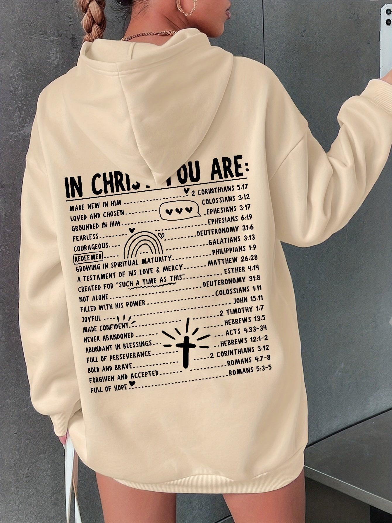 In Christ You Are Bible Verse Women's Christian Pullover Hooded Sweatshirt claimedbygoddesigns