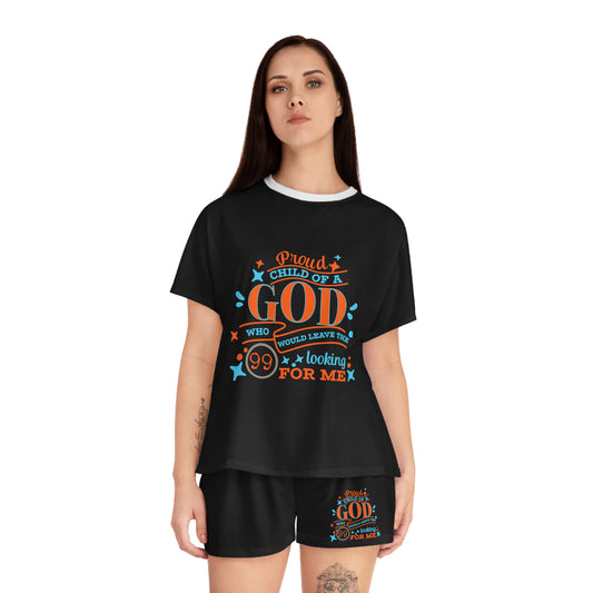 Proud Child Of A God Who Would Leave The 99 Looking For Me Women's Christian Short Pajama Set Printify